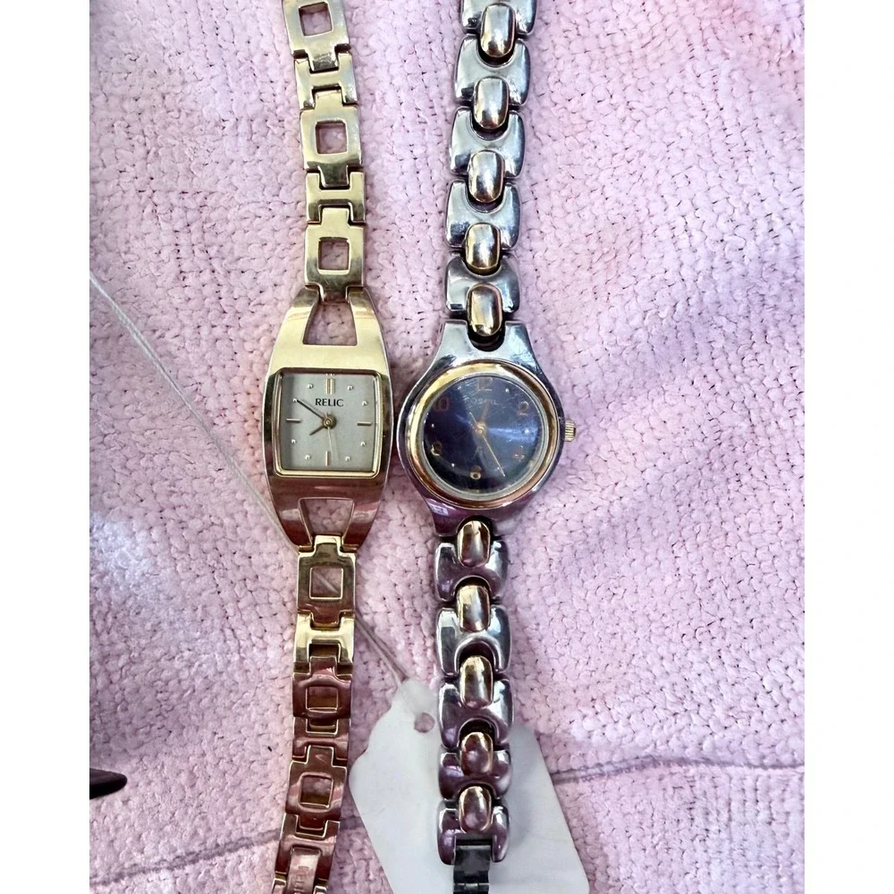 Lot 8 Working Watches 6 Fossil 2 Relic Quartz Ladies Mens Mixed Styles